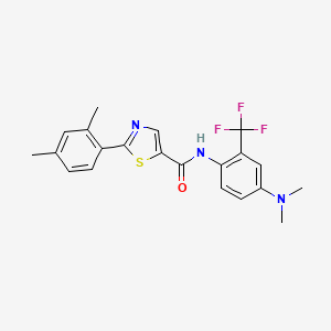 molecular formula C21H20F3N3OS B7572772 N-[4-(dimethylamino)-2-(trifluoromethyl)phenyl]-2-(2,4-dimethylphenyl)-1,3-thiazole-5-carboxamide 