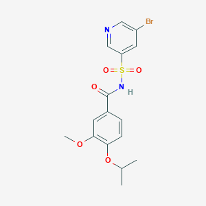 molecular formula C16H17BrN2O5S B7572779 N-(5-bromopyridin-3-yl)sulfonyl-3-methoxy-4-propan-2-yloxybenzamide 