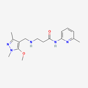 molecular formula C16H23N5O2 B7572786 3-[(5-methoxy-1,3-dimethylpyrazol-4-yl)methylamino]-N-(6-methylpyridin-2-yl)propanamide 