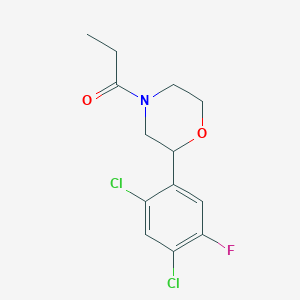 molecular formula C13H14Cl2FNO2 B7572789 1-[2-(2,4-Dichloro-5-fluorophenyl)morpholin-4-yl]propan-1-one 
