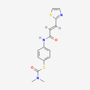 molecular formula C15H15N3O2S2 B7572796 S-[4-[[(E)-3-(1,3-thiazol-2-yl)prop-2-enoyl]amino]phenyl] N,N-dimethylcarbamothioate 