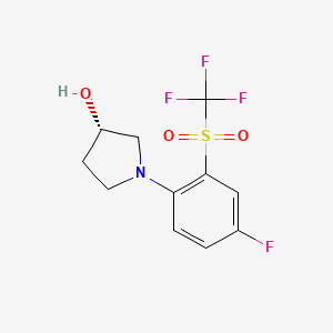 molecular formula C11H11F4NO3S B7572804 (3S)-1-[4-fluoro-2-(trifluoromethylsulfonyl)phenyl]pyrrolidin-3-ol 