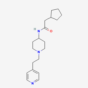 molecular formula C19H29N3O B7572809 2-cyclopentyl-N-[1-(2-pyridin-4-ylethyl)piperidin-4-yl]acetamide 