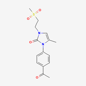 molecular formula C15H18N2O4S B7572829 3-(4-Acetylphenyl)-4-methyl-1-(2-methylsulfonylethyl)imidazol-2-one 