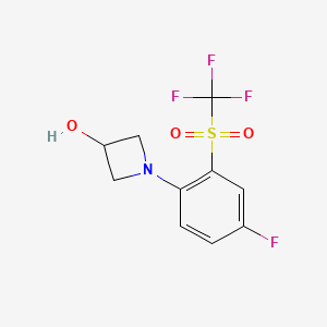 molecular formula C10H9F4NO3S B7572857 1-[4-Fluoro-2-(trifluoromethylsulfonyl)phenyl]azetidin-3-ol 