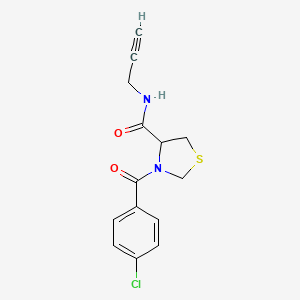 molecular formula C14H13ClN2O2S B7572876 3-(4-chlorobenzoyl)-N-prop-2-ynyl-1,3-thiazolidine-4-carboxamide 