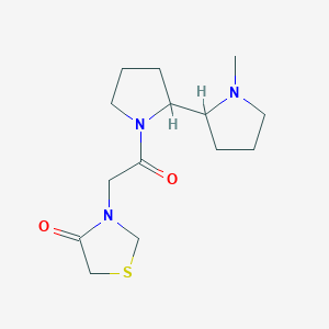 molecular formula C14H23N3O2S B7572881 3-[2-[2-(1-Methylpyrrolidin-2-yl)pyrrolidin-1-yl]-2-oxoethyl]-1,3-thiazolidin-4-one 