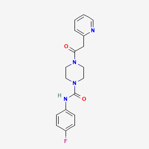 molecular formula C18H19FN4O2 B7572896 N-(4-fluorophenyl)-4-(2-pyridin-2-ylacetyl)piperazine-1-carboxamide 