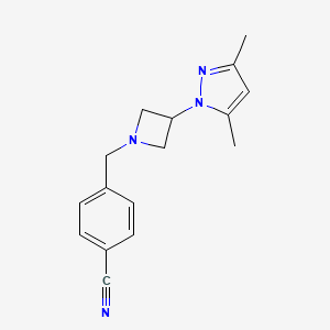 molecular formula C16H18N4 B7572909 4-[[3-(3,5-Dimethylpyrazol-1-yl)azetidin-1-yl]methyl]benzonitrile 