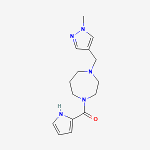 molecular formula C15H21N5O B7572924 [4-[(1-methylpyrazol-4-yl)methyl]-1,4-diazepan-1-yl]-(1H-pyrrol-2-yl)methanone 