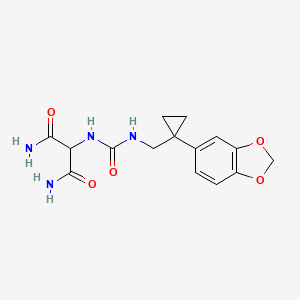 molecular formula C15H18N4O5 B7572931 2-[[1-(1,3-Benzodioxol-5-yl)cyclopropyl]methylcarbamoylamino]propanediamide 
