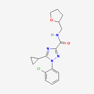molecular formula C17H19ClN4O2 B7572938 1-(2-chlorophenyl)-5-cyclopropyl-N-(oxolan-2-ylmethyl)-1,2,4-triazole-3-carboxamide 