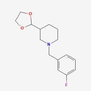 molecular formula C15H20FNO2 B7572954 3-(1,3-Dioxolan-2-yl)-1-[(3-fluorophenyl)methyl]piperidine 