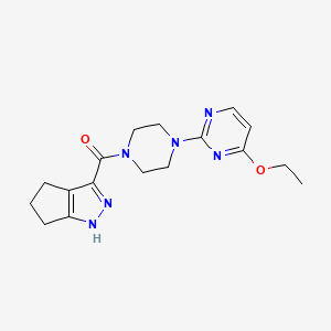 molecular formula C17H22N6O2 B7572978 [4-(4-Ethoxypyrimidin-2-yl)piperazin-1-yl]-(1,4,5,6-tetrahydrocyclopenta[c]pyrazol-3-yl)methanone 