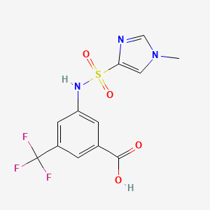 molecular formula C12H10F3N3O4S B7572993 3-[(1-Methylimidazol-4-yl)sulfonylamino]-5-(trifluoromethyl)benzoic acid 