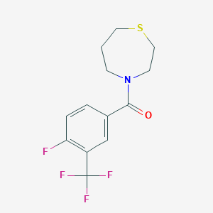 molecular formula C13H13F4NOS B7573029 [4-Fluoro-3-(trifluoromethyl)phenyl]-(1,4-thiazepan-4-yl)methanone 