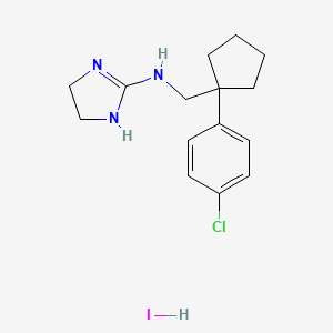 molecular formula C15H21ClIN3 B7573033 N-[[1-(4-chlorophenyl)cyclopentyl]methyl]-4,5-dihydro-1H-imidazol-2-amine;hydroiodide 