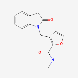 molecular formula C16H16N2O3 B7573036 N,N-dimethyl-3-[(2-oxo-3H-indol-1-yl)methyl]furan-2-carboxamide 