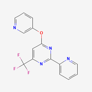 molecular formula C15H9F3N4O B7573057 2-Pyridin-2-yl-4-pyridin-3-yloxy-6-(trifluoromethyl)pyrimidine 
