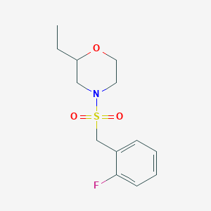 molecular formula C13H18FNO3S B7573067 2-Ethyl-4-[(2-fluorophenyl)methylsulfonyl]morpholine 