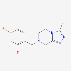 molecular formula C13H14BrFN4 B7573075 7-[(4-bromo-2-fluorophenyl)methyl]-3-methyl-6,8-dihydro-5H-[1,2,4]triazolo[4,3-a]pyrazine 