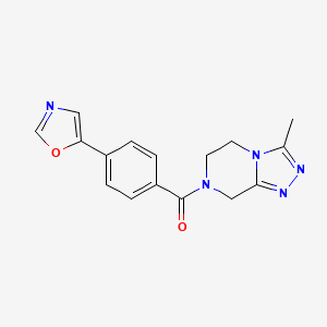 molecular formula C16H15N5O2 B7573081 (3-methyl-6,8-dihydro-5H-[1,2,4]triazolo[4,3-a]pyrazin-7-yl)-[4-(1,3-oxazol-5-yl)phenyl]methanone 