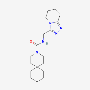 molecular formula C18H29N5O B7573107 N-(5,6,7,8-tetrahydro-[1,2,4]triazolo[4,3-a]pyridin-3-ylmethyl)-3-azaspiro[5.5]undecane-3-carboxamide 