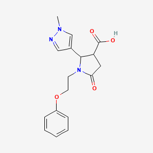 molecular formula C17H19N3O4 B7573112 2-(1-Methylpyrazol-4-yl)-5-oxo-1-(2-phenoxyethyl)pyrrolidine-3-carboxylic acid 