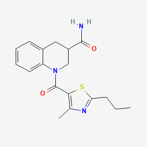 molecular formula C18H21N3O2S B7573130 1-(4-methyl-2-propyl-1,3-thiazole-5-carbonyl)-3,4-dihydro-2H-quinoline-3-carboxamide 