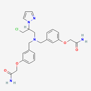 molecular formula C24H28ClN5O4 B7573209 2-[3-[[[3-(2-Amino-2-oxoethoxy)phenyl]methyl-(3-chloro-2-pyrazol-1-ylpropyl)amino]methyl]phenoxy]acetamide 
