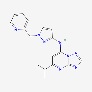 molecular formula C17H18N8 B7573217 5-propan-2-yl-N-[1-(pyridin-2-ylmethyl)pyrazol-3-yl]-[1,2,4]triazolo[1,5-a]pyrimidin-7-amine 