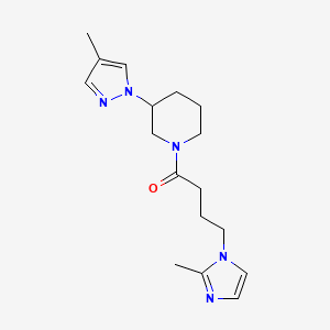molecular formula C17H25N5O B7573221 4-(2-Methylimidazol-1-yl)-1-[3-(4-methylpyrazol-1-yl)piperidin-1-yl]butan-1-one 