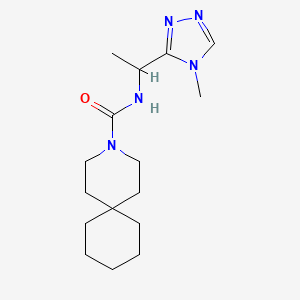 molecular formula C16H27N5O B7573242 N-[1-(4-methyl-1,2,4-triazol-3-yl)ethyl]-3-azaspiro[5.5]undecane-3-carboxamide 