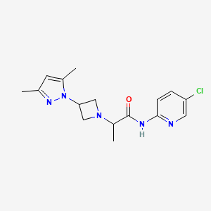 molecular formula C16H20ClN5O B7573249 N-(5-chloropyridin-2-yl)-2-[3-(3,5-dimethylpyrazol-1-yl)azetidin-1-yl]propanamide 