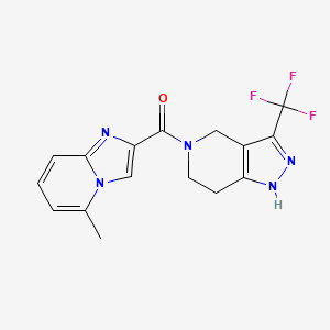 molecular formula C16H14F3N5O B7573251 (5-Methylimidazo[1,2-a]pyridin-2-yl)-[3-(trifluoromethyl)-1,4,6,7-tetrahydropyrazolo[4,3-c]pyridin-5-yl]methanone 