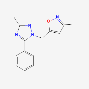 molecular formula C14H14N4O B7573275 3-Methyl-5-[(3-methyl-5-phenyl-1,2,4-triazol-1-yl)methyl]-1,2-oxazole 
