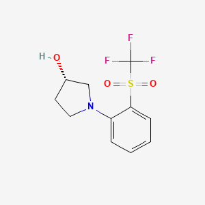 molecular formula C11H12F3NO3S B7573287 (3S)-1-[2-(trifluoromethylsulfonyl)phenyl]pyrrolidin-3-ol 