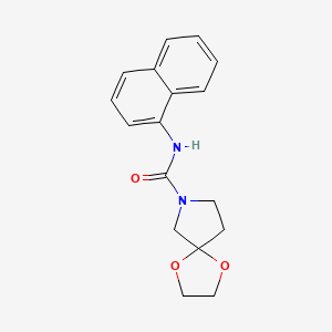 molecular formula C17H18N2O3 B7573302 N-naphthalen-1-yl-1,4-dioxa-7-azaspiro[4.4]nonane-7-carboxamide 
