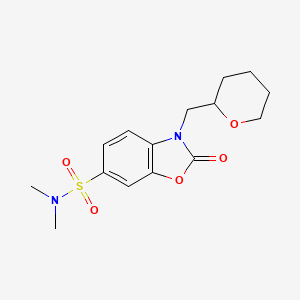 molecular formula C15H20N2O5S B7573330 N,N-dimethyl-3-(oxan-2-ylmethyl)-2-oxo-1,3-benzoxazole-6-sulfonamide 