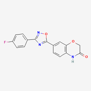 molecular formula C16H10FN3O3 B7573338 7-[3-(4-fluorophenyl)-1,2,4-oxadiazol-5-yl]-4H-1,4-benzoxazin-3-one 