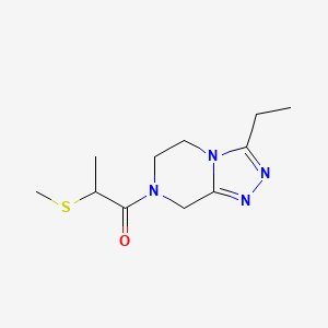 molecular formula C11H18N4OS B7573391 1-(3-ethyl-6,8-dihydro-5H-[1,2,4]triazolo[4,3-a]pyrazin-7-yl)-2-methylsulfanylpropan-1-one 