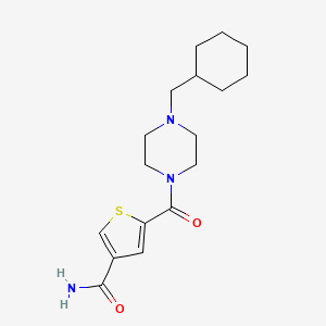molecular formula C17H25N3O2S B7573401 5-[4-(Cyclohexylmethyl)piperazine-1-carbonyl]thiophene-3-carboxamide 