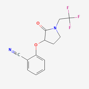 molecular formula C13H11F3N2O2 B7573411 2-[2-Oxo-1-(2,2,2-trifluoroethyl)pyrrolidin-3-yl]oxybenzonitrile 