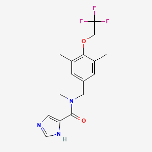molecular formula C16H18F3N3O2 B7573419 N-[[3,5-dimethyl-4-(2,2,2-trifluoroethoxy)phenyl]methyl]-N-methyl-1H-imidazole-5-carboxamide 
