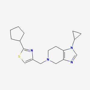 molecular formula C18H24N4S B7573430 2-cyclopentyl-4-[(1-cyclopropyl-6,7-dihydro-4H-imidazo[4,5-c]pyridin-5-yl)methyl]-1,3-thiazole 