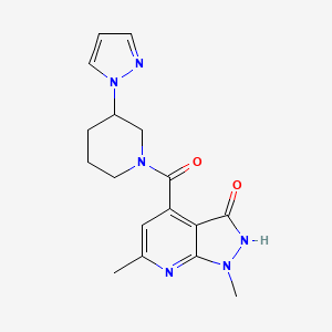 molecular formula C17H20N6O2 B7573432 1,6-dimethyl-4-(3-pyrazol-1-ylpiperidine-1-carbonyl)-2H-pyrazolo[3,4-b]pyridin-3-one 