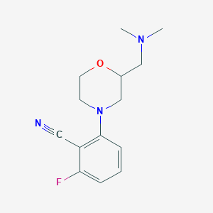molecular formula C14H18FN3O B7573460 2-[2-[(Dimethylamino)methyl]morpholin-4-yl]-6-fluorobenzonitrile 