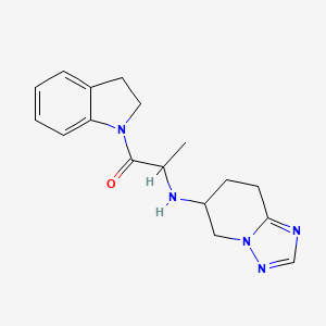 molecular formula C17H21N5O B7573471 1-(2,3-Dihydroindol-1-yl)-2-(5,6,7,8-tetrahydro-[1,2,4]triazolo[1,5-a]pyridin-6-ylamino)propan-1-one 