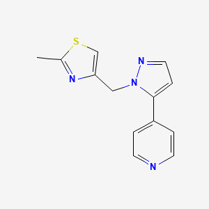 molecular formula C13H12N4S B7573484 2-Methyl-4-[(5-pyridin-4-ylpyrazol-1-yl)methyl]-1,3-thiazole 