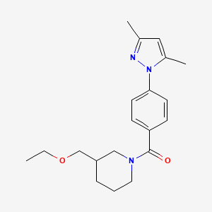 molecular formula C20H27N3O2 B7573488 [4-(3,5-Dimethylpyrazol-1-yl)phenyl]-[3-(ethoxymethyl)piperidin-1-yl]methanone 
